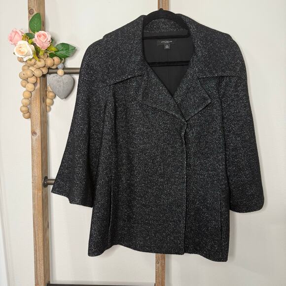 Ann Taylor Black Gray Wool Blend Blazer Size 10 - Picture 3 of 8